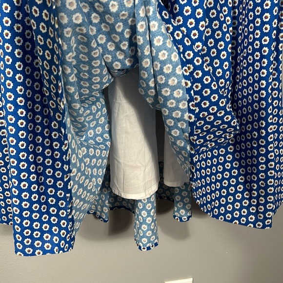 Japanese Fit and Flare Blue Floral A- line Midi Sleeveless Dress size S - Picture 6 of 17